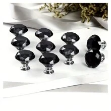 12个水晶玻璃橱柜拉手，适用于衣柜门、抽屉柜、鞋柜、厨房橱柜及其他家具，单孔1.18英寸，小型锌合金把手，家具配件 - 彩色 - 查看 5