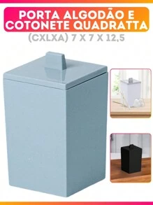 Cotton Swab Holder With Lid Space Organizer Kitchen Bathroom Lavatory Modern Glamour Luxury Square - 灰色 - 查看 1
