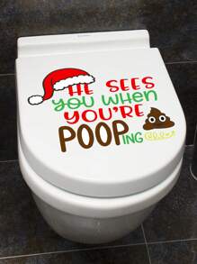 1pc Creative Santa Claus Pattern Toilet Lid Sticker,Stickers,Wall Decal, Vinyl Decal For Home Decorations,Spring Decoration Items Refresh Your Home,Rama Decoration Stickers