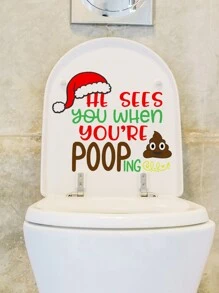 1pc Creative Santa Claus Pattern Toilet Lid Sticker,Stickers,Wall Decal, Vinyl Decal For Home Decorations,Spring Decoration Items Refresh Your Home,Rama Decoration Stickers