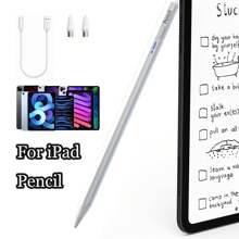 Lápiz stylus activo universal para tabletas, lápiz táctil capacitivo compatible con tabletas, lápiz capacitivo con indicador LED del nivel de batería, para Apple, Android, iPads - Blanco - Ver 1
