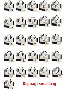 Túi vải bố (1/2 chiếc) kèm ngăn đựng mỹ phẩm, có thể tùy chỉnh họa tiết chữ cái, thích hợp làm quà tặng cho đám cưới, sinh nhật, đi biển, du lịch, dùng làm ba lô, v.v. Món quà tuyệt vời dành cho phụ nữ, mẹ, giáo viên, bạn bè, phù dâu, sinh viên. Thiết kế rộng rãi. - Đen và trắng - Xem 2