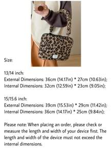 Laptop Bag Ins Korean Style Leopard Print Compatible With MacBook 13inch 14inch 15inch 15.6inch Shockproof Laptop Shoulder Bag