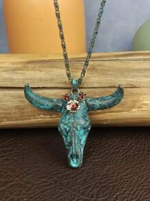 1 pezzo Collana retrò a lunga testa di bue, adatta per occasioni casual, stile unico