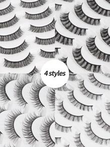 MAGEFY 40 Pairs CC Curl Mixed Style Natural Crossover False Eyelashes Fluffy 3d Mink Fur False Eyelashes Natural Long Thick Wholesale False Eyelashes For Makeup,Handmade Lengthened Thick Curly Eyelashes Artificial Mink Eyelashes Makeup Tools - 黑色 - 查看 8