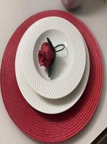 2/4/6 Pieces Round Placemat Set Sousplat Kitchen Dining - Rojo - Ver 6