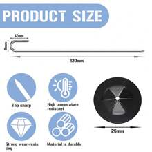 COSNAYS 50 Pcs Solar Panel Guard Clips, Stainless Steel Wire Fence Fasteners Animal Guard Roll Kit For Solar Panel Bird Wire Pigeon Fence Solar Panel Bird Guard Fastener Clips For Squirrel Proof Bird Pigeon Fence - Black - View 5