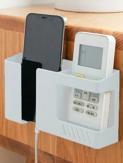 1/2 个遥控器收纳架，现代塑料无钻壁挂式家用遥控器架，多功能办公用品收纳架，床头柜架，适用于书桌学校用品笔筒、浴室和卧室墙壁、厨房和化妆品收纳架。