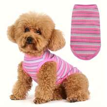 Thin Colorful Striped Casual Vest For Pets, Suitable For Small Dogs Like Chihuahua, Pomeranian And Teddy, Summer