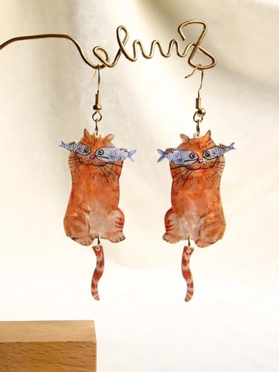 Pink Snail 时髦可爱的动物眼个性耳环，创意亚克力树脂吊坠耳环，适合女孩，是动物爱好者的完美礼物，适合夏季、冬季、海滩派对、节日