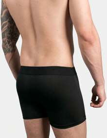 KIT 10 Boxer Briefs Plain Basic Comfortable Black Microfiber - 黑色 - 查看 3