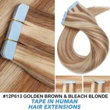 99j# Wine Red Thick Tape In Hair Extensions Human Hair 10-26 Inches 50g 20Pcs/Pack Tape Ins Human Hair Extensions Real Human Hair Tape In Extensions Silky Straight - S12/613 - View 4