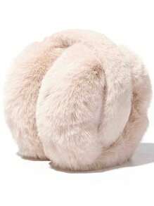 1 件可折叠冬季保暖耳罩，纯色毛绒耳套，骑行、学生防寒，可作为男女礼物