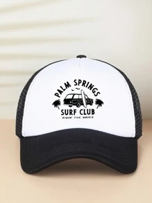 椰子棕榈印花男女通用棒球帽，网眼卡车司机帽，透气可调节防晒，适合户外运动、钓鱼、日常穿着 - 彩色 - 查看 2