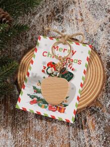 1 móc khóa gỗ cây thông Noel hình ông già Noel khắc tên cá nhân - Món quà hoàn hảo cho bạn bè và gia đình, màu phông chữ đen - Nhiều màu - Xem 4