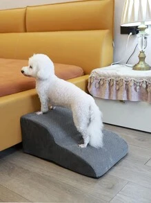 宠物楼梯，防滑柔软可拆卸可洗狗台阶，适用于床、沙发、长沙发和坡道梯，为客厅和卧室里的老年犬提供帮助 - 灰色 - 查看 15