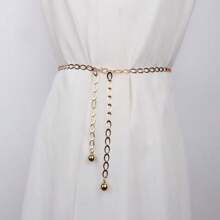 European And American Retro Metal Chain Belt, Women's Decorative Waist Chain, Versatile For Dresses, Jumpsuits And Suits, Glittering Slimming Waist Accessory, Summer Fall, Autumn, Halloween - Gold - View 13