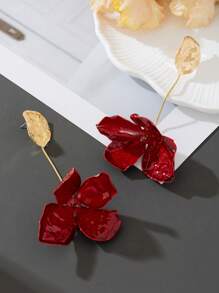 1 Cặp hoa tai thả thanh lịch màu đỏ tía cổ điển, quà tặng ngày cưới/ngày lễ tình nhân cho cô ấy - Màu Đỏ Sâu - Xem 2