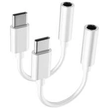 2 pezzi Adattatore da USB-C a jack audio da 3,5 mm, cavi dongle audio AUX compatibili con 16 Pro Max/16 Pro/16 Plus/16/15, S25/S24/S23/S22/S21/S20 Ultra Plus, Series