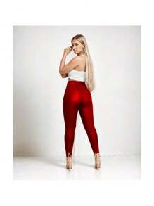 Gym Leggings, Thick, Smooth, Fitness, Sport, Non-Marking, Non-Transparent, Elastic, Flexible - 紅色 - 查看 2