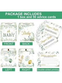 50 Pcs Greenery Diaper Raffle Tickets With 1 Diaper Raffle Card Sign Box Baby Shower Party Decorations Leaves Diaper Raffle Insert Invitations Card, Bring A Pack Of Diapers To Win Prize - Green - View 6
