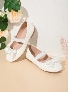 1 Pair Girls' Shoes With Floral Decor Elastic Lace Up, Slip-On Design Flat Minimalist Versatile Suitable For Spring Autumn