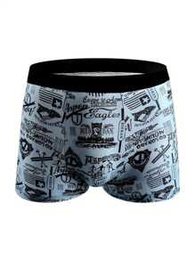 Zufälliges Set mit 5 Herren modischen gemusterten Boxershorts, Taille mittig, atmungsaktiv und bequem, elastische Sportshorts, Herren Lässig unterwäsche, geeignet für den täglichen Gebrauch