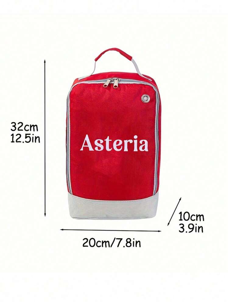 1 件定制刺绣名字便携式鞋子收纳袋、手提包、鞋袋、旅行收纳袋、家用鞋子防尘袋，适合旅行和送给家人和朋友的礼物 - 酒紅色 - 查看 3