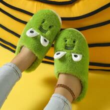 Pantuflas suaves, cómodas y antideslizantes con diseño de cocodrilo de ojos grandes de dibujos animados en color verde