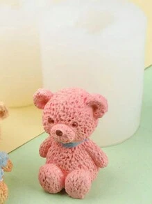 1pc Cute Teddy Bear Silicone Candle Mold, Creative Decor Accessory - White - View 3
