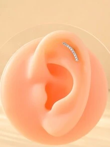 1 chiếc khuyên tai bằng thép không gỉ bằng hợp kim đồng, đính đá Zirconia, đơn giản và thời trang, trang phục hàng ngày cho phụ nữ, vàng và bạc - Bạc - Xem 11