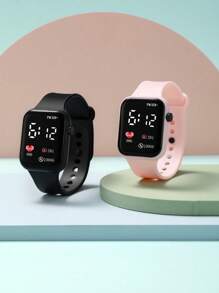 2 Stücke Set/1 Stück Batterie betriebene LED Sport Digitaluhr + 1 Stück coole Regenbogen Leuchtende Uhr, geeignet für Studenten als Alltagsuhr