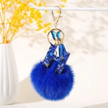 1PC Resin Alphabet Keychain With Hairball Butterfly And Tassel Charm, Women's Day Gift - Letter Initial Keyring With Lobster Clasp For Handbags, Backpacks, Car Keys Decoration