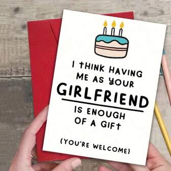 1pc, Gift, Funny Birthday Card For A Boyfriend Or Girlfriend Including Envelope, Message Card, Thank You Card, Greeting Card, Blessing Card, Commemorative Card, Anniversary Message Card