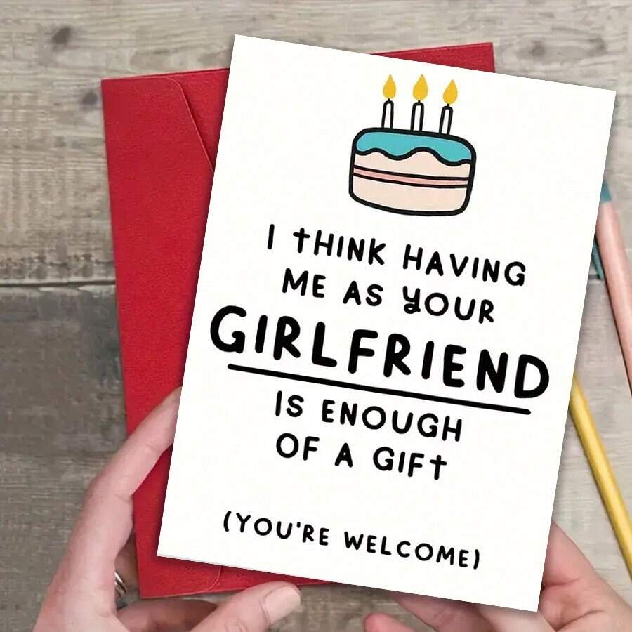 1pc, Gift, Funny Birthday Card For A Boyfriend Or Girlfriend Including Envelope, Message Card, Thank You Card, Greeting Card, Blessing Card, Commemorative Card, Anniversary Message Card - Multicolor - View 1