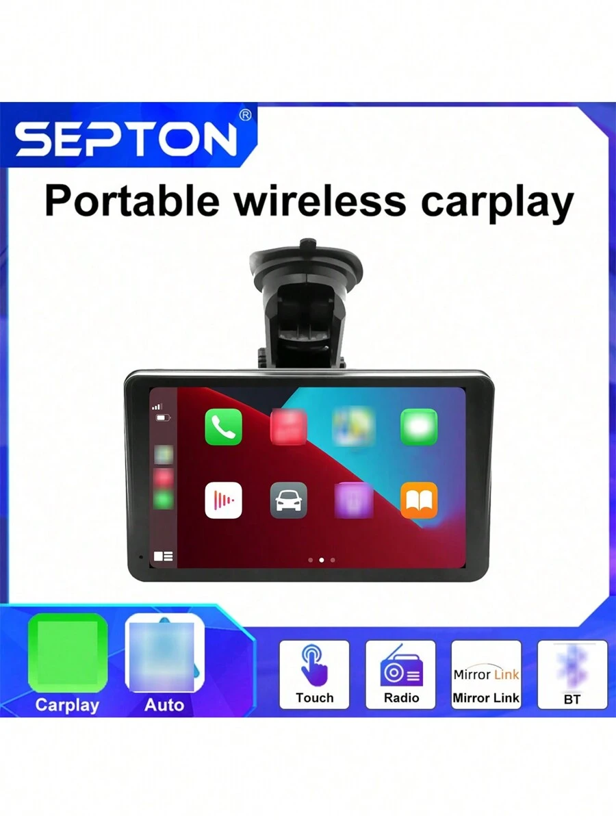 1 Pc SEPTON Android Auto Car Stereo Radio Universal Portable HD Touch Screen Wireless Car.Play BT 2 Din 7inch Multimedia Video Player - Apricot - View 1
