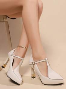 Zapatos de tacón alto con plataforma y punta fina, tallas del 34 al 43, tamaño 41, sexy; Bombas de tacón grueso y correas versátiles, talla 42
