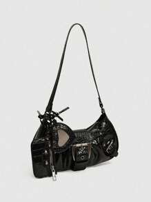 Dedoo 2024年热门美亚德风格复古热辣女孩Y2K豹纹单肩包圣诞礼物 - 黑色 - 查看 2