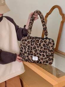 Laptop Bag Ins Korean Style Leopard Print Compatible With MacBook 13inch 14inch 15inch 15.6inch Shockproof Laptop Shoulder Bag
