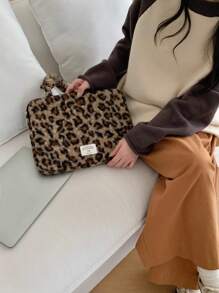 Laptop Bag Ins Korean Style Leopard Print Compatible With MacBook 13inch 14inch 15inch 15.6inch Shockproof Laptop Shoulder Bag