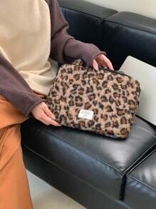 Laptop Bag Ins Korean Style Leopard Print Compatible With MacBook 13inch 14inch 15inch 15.6inch Shockproof Laptop Shoulder Bag