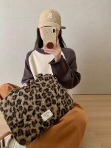 Laptop Bag Ins Korean Style Leopard Print Compatible With MacBook 13inch 14inch 15inch 15.6inch Shockproof Laptop Shoulder Bag