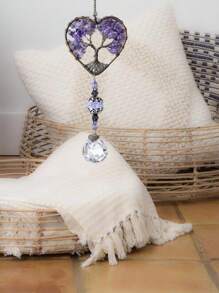 1pc Amethyst Suncatcher Crystal Healing Stones Rainbow Maker Drops Hang For Window, Home Decor, Car Accessories For Women