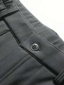 Men's Thermal-Lined Waterproof & Windproof Cargo Pants, Multi-Pocket Work Trousers, Casual Sports Pants, Anti-Scratch Hiking Pants - Dark Grey - View 4