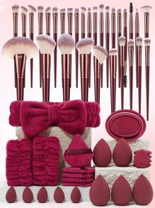 60PCS Makeup Tools Set Including:36PCS Makeup Brush Set+5PCS Makeup Sponges+5PCS Mini Makeup Sponges+5PCS Triangle Powder Puffs+5PCS Mini Air Cushion Powder Puffs+1pc Hairband+2PCS Hand Bowl Strap+1pc Makeup Brush Cleaning Tools - 彩色 - 查看 15