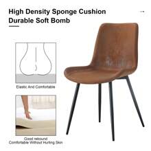 Modern Dining Chairs Set Of 6, Armless Kitchen Chair High Back  Equipped With Cushions And Black Metal Legs, Dining Chair Set For Living Room, Dining Room, Bedroom, Kitchen, Easy To Clean, Ergonomic Design, Furniture, Home Decor,Spring Refresh, Summer - màu nâu - Xem 5