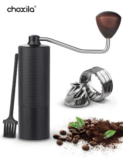 choxila 1 件容量 20 克的手动咖啡研磨机，配备 CNC 不锈钢锥形毛刺，12 个内部可调设置，带胡桃木手柄顶部的手动咖啡研磨机，适用于法式压滤壶、滴滤壶、浓缩咖啡，适合旅行/露营/居家返校