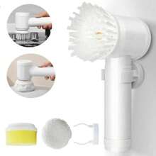 Escova Elétrica de Limpeza 5 em 1 Sem Fio Limpador Multiuso Prático Com Mais Duas Cabeças de Escova - BRANCO - Visão 1