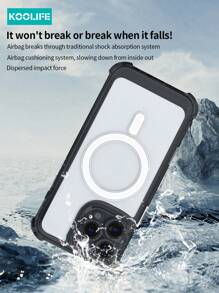 Apple Koolife 1pc Anti-Fall Magnetic Absorption Transparent TPU+PC Shockproof Protective Case With Independent Buttons Compatible With Iphone 16/16 Pro/16 Plus/16 Pro Max/11/12/12 Pro/12 Pro Max/13/13 Pro/13 Pro Max/14/14 Plus/14 Pro/14 Pro Max/15/15 Pro/15 Plus/15 Pro Max - Hộp đựng thẻ từ + màu đen trong suốt - Xem 4