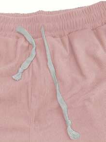 Men's Casual Loose Thin Solid Color Drawstring Beach Shorts, Suitable For Outdoor & Commuting In Summer - Pink - View 3
